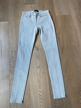3x1 W2 Channel Seam Skinny Jeans Size 25 Light Gray Stretch USA